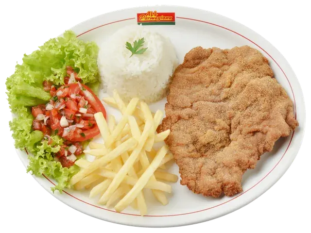 Filet Mignon Milanesa, prato completo com acompanhamentos