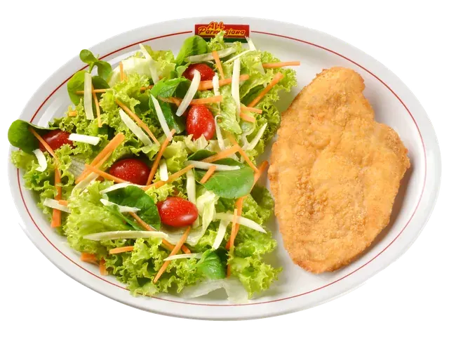 Chicken Filet Milanesa, prato completo com acompanhamentos